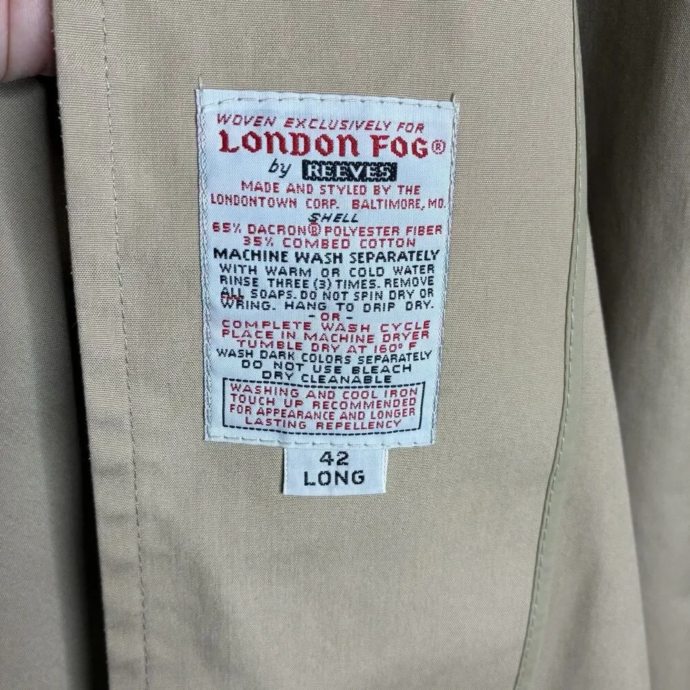 Men’s Vintage London Fog Trenchcoat. Size 42 Long. Professional‎ Outerwear
